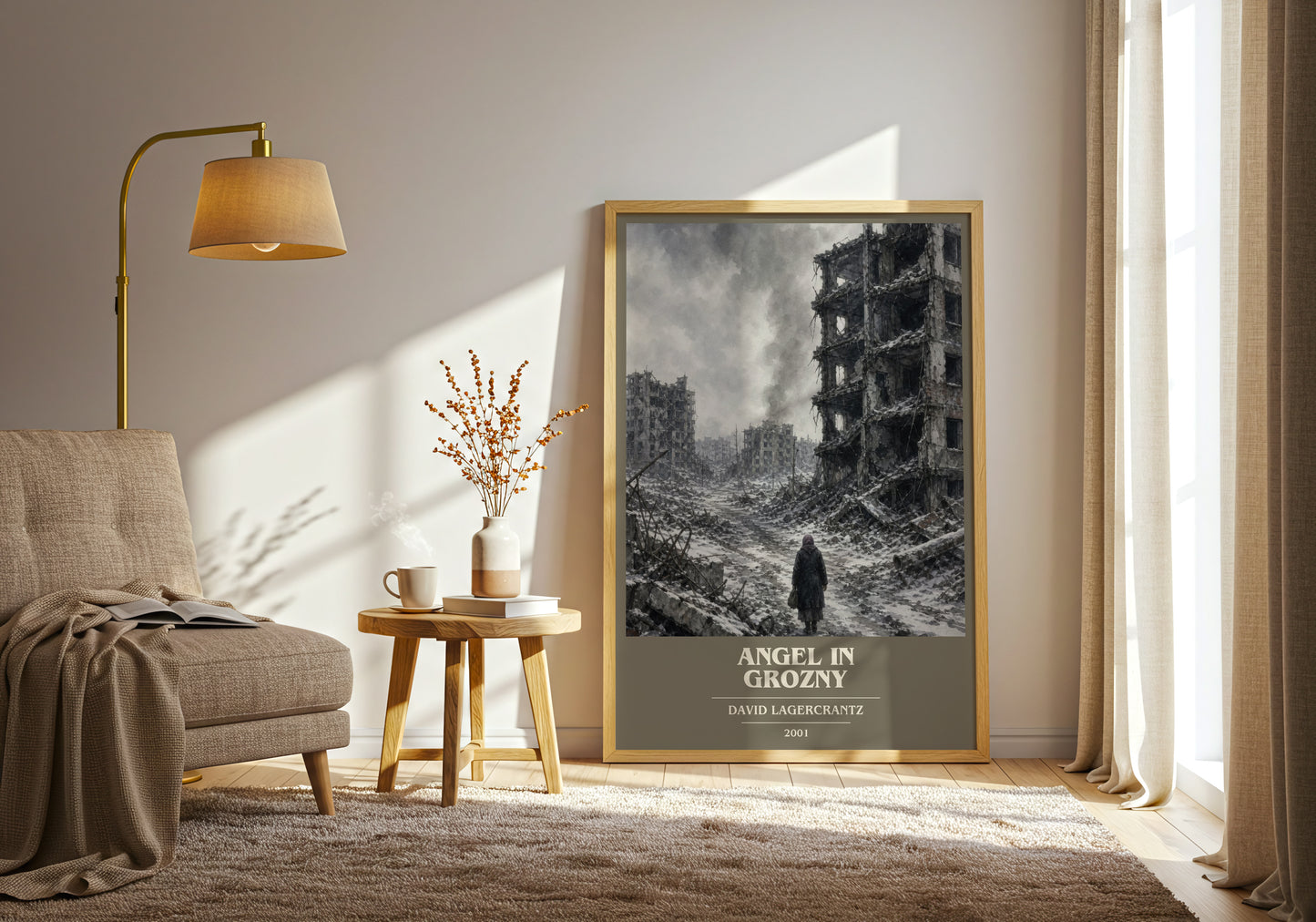 Angel In Grozny book cover print on bookshelf – David Lagercrantz fan gift