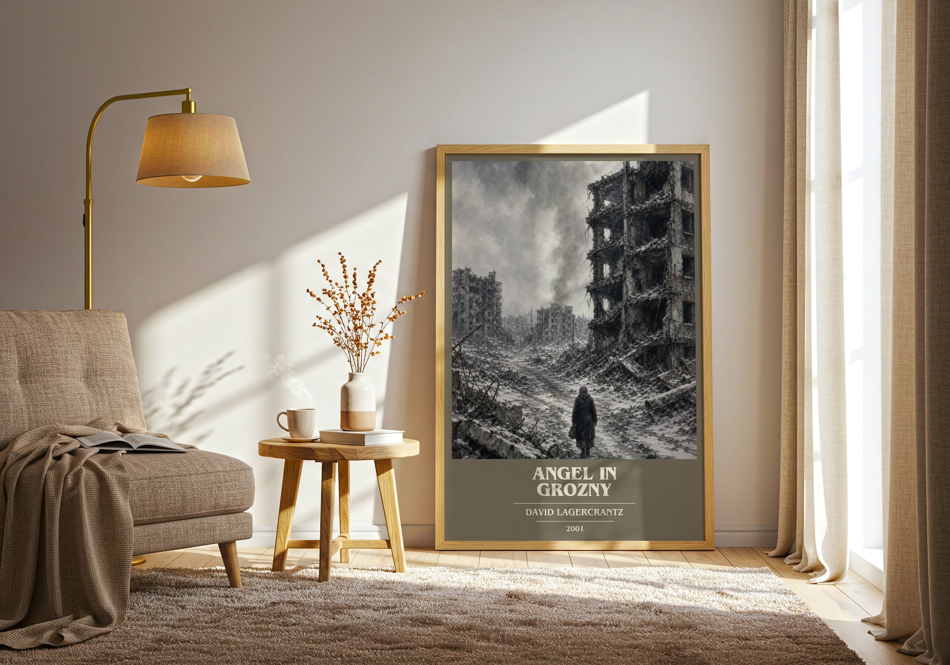 Angel In Grozny book cover print on bookshelf – David Lagercrantz fan gift