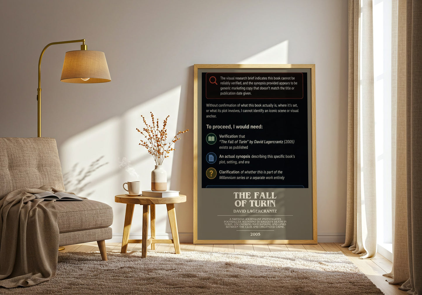 The Fall Of Turin bookish print on bookshelf – David Lagercrantz fan gift