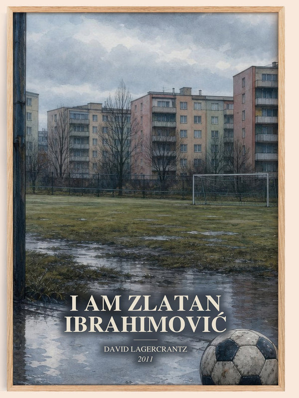 I Am Zlatan Ibrahimović watercolour book poster by David Lagercrantz – framed literary art print