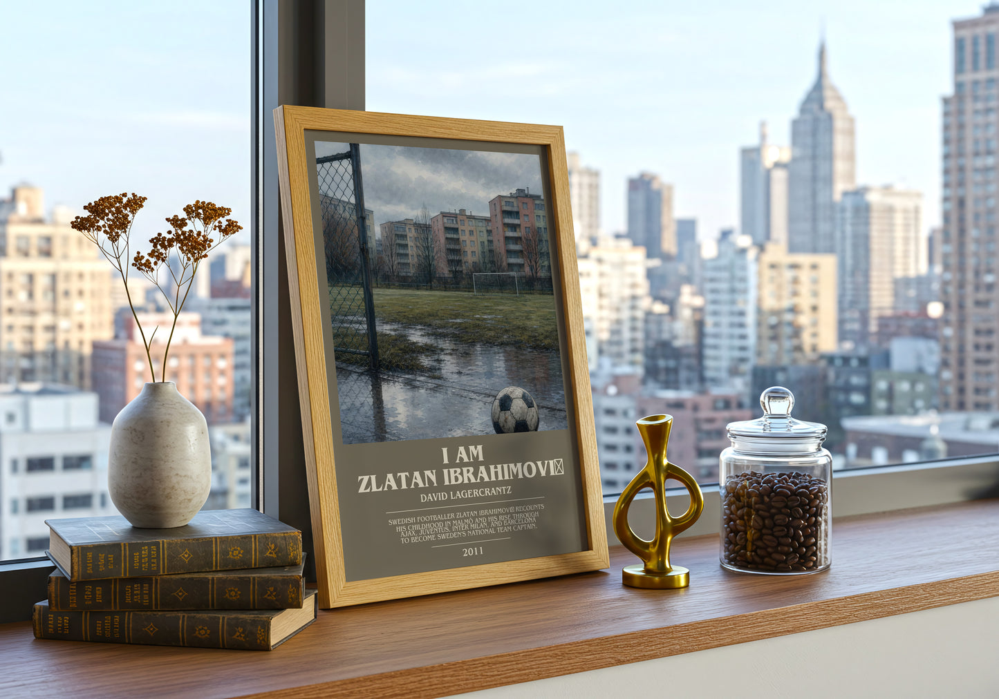 I Am Zlatan Ibrahimović bookish print framed by window – literary home decor