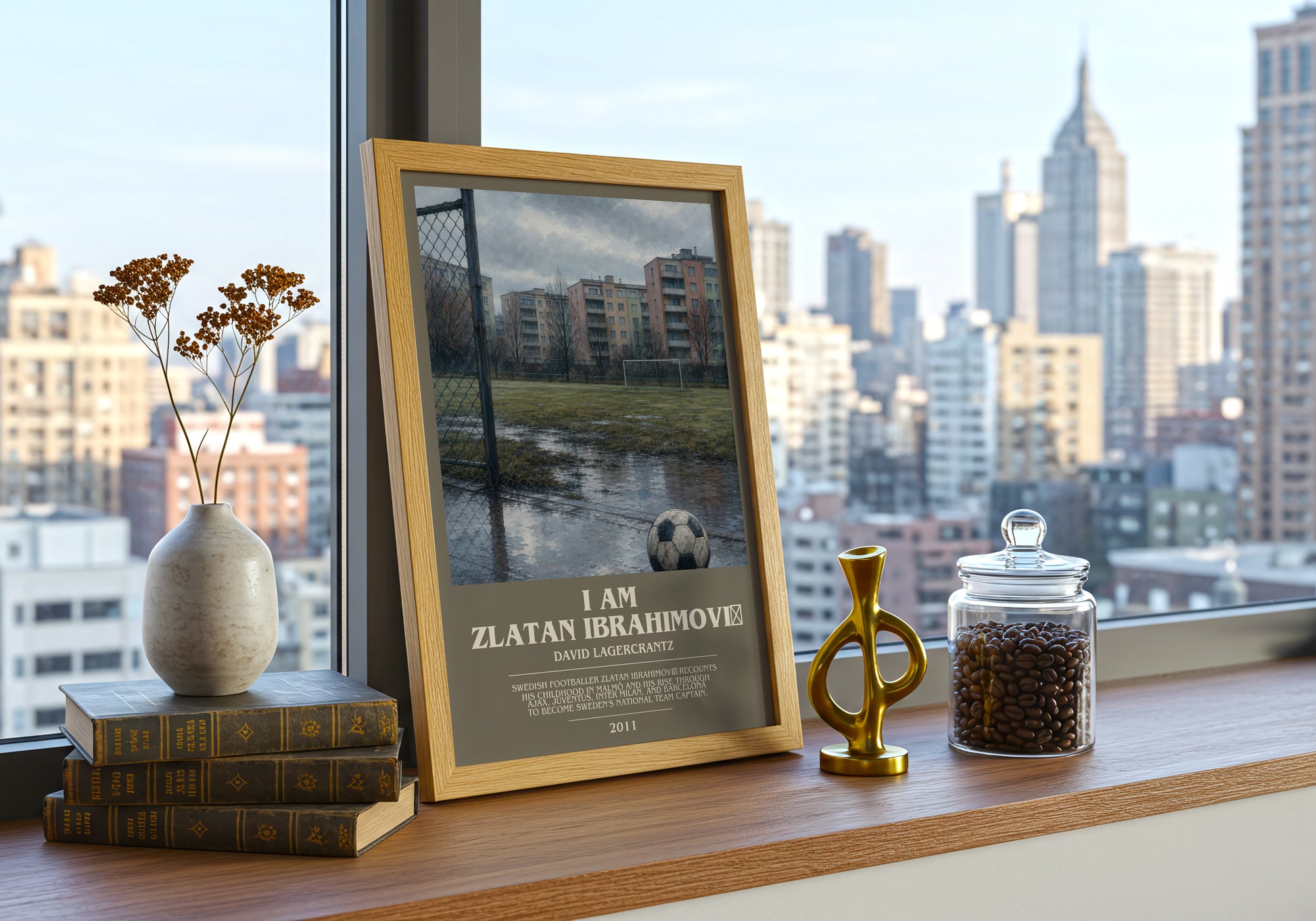 I Am Zlatan Ibrahimović bookish print framed by window – literary home decor