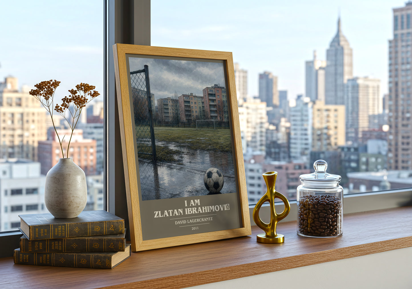I Am Zlatan Ibrahimović book cover print framed by window – literary home decor