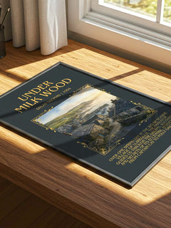Under Milk Wood Minimalist Book Poster by Dylan Thomas – print on a sunlit desk