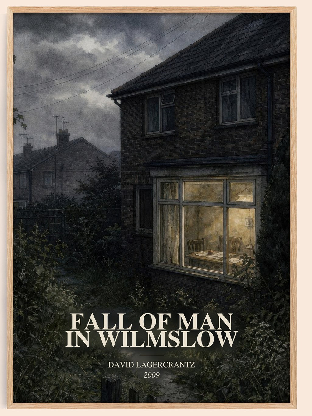 Fall Of Man In Wilmslow watercolour book poster by David Lagercrantz – framed literary art print