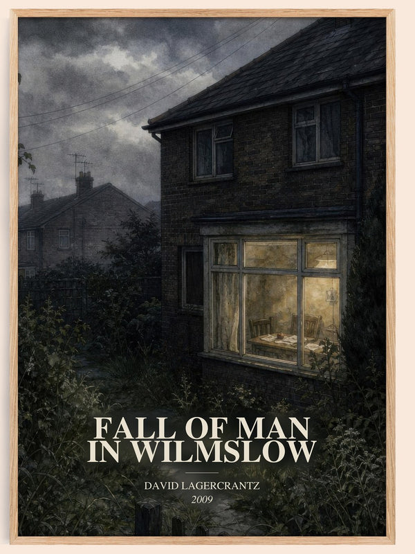Fall Of Man In Wilmslow watercolour book poster by David Lagercrantz – framed literary art print