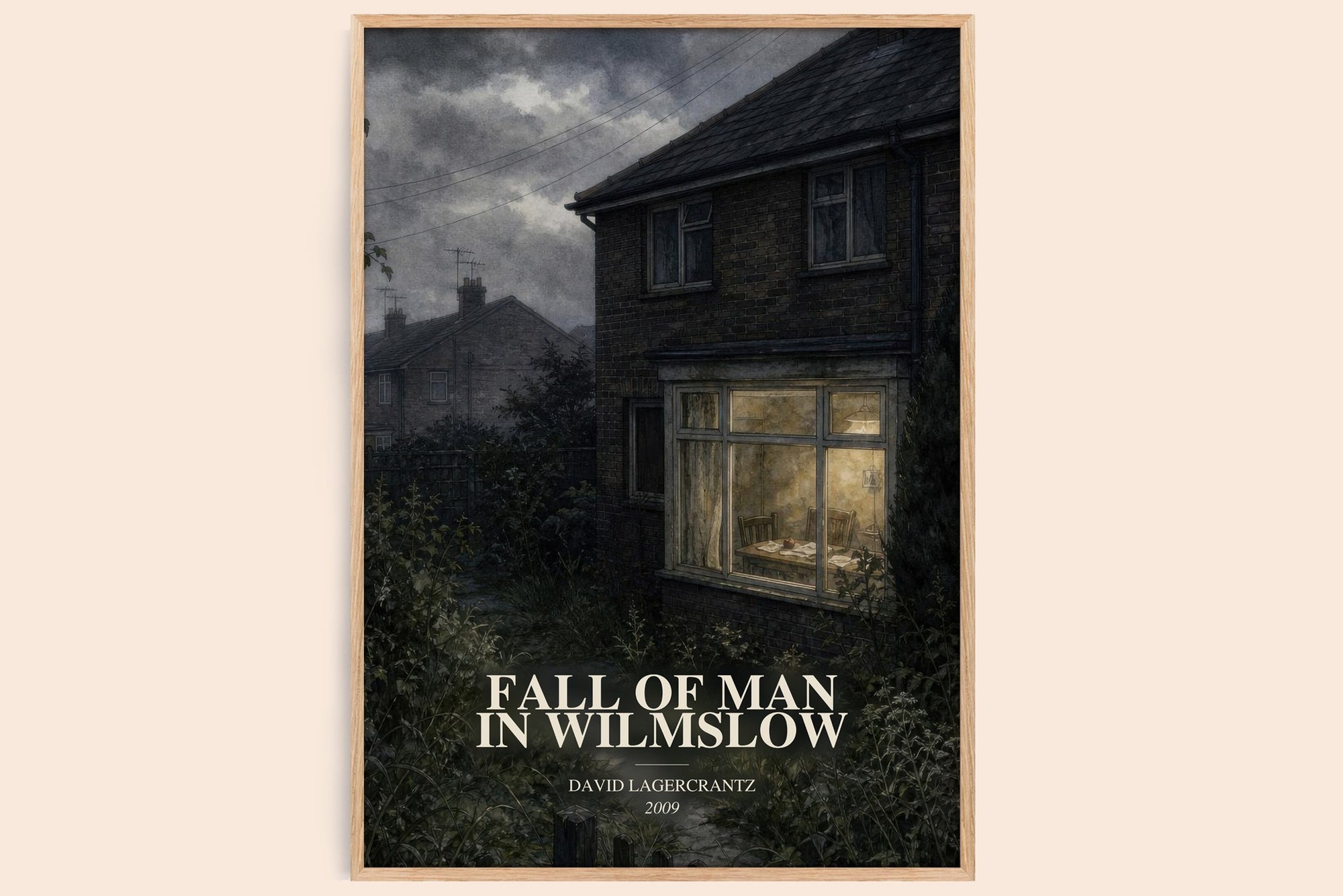 Fall Of Man In Wilmslow watercolour book poster by David Lagercrantz – framed literary art print