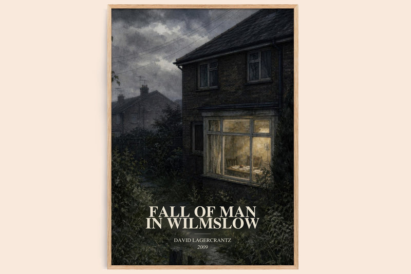 Fall Of Man In Wilmslow watercolour book poster by David Lagercrantz – framed literary art print