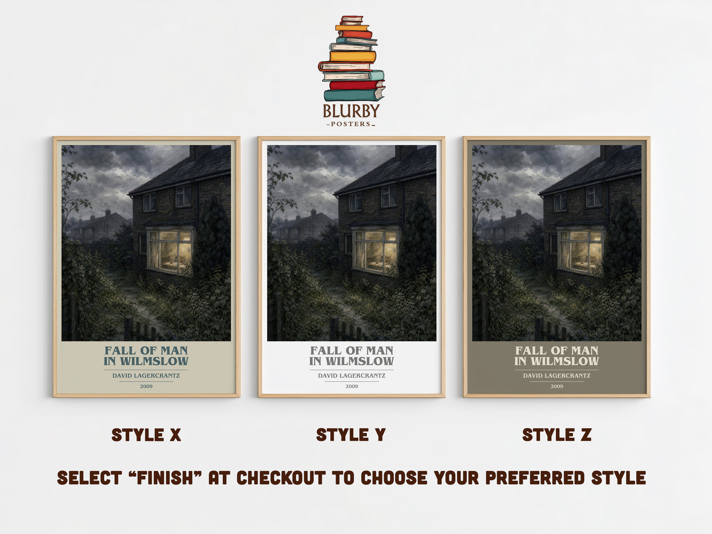 Fall Of Man In Wilmslow book cover print in frame leaning in hallway – historical fiction wall art
