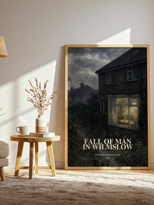 Fall Of Man In Wilmslow watercolour print in frame leaning in hallway – historical fiction wall art