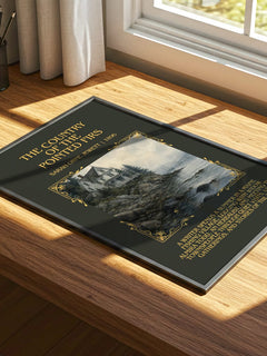 Country of the Pointed Firs Minimalist Book Poster by S. Jewett – print on a sunlit desk