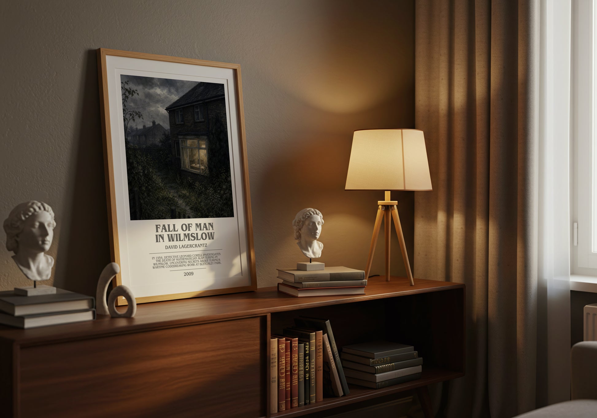 Fall Of Man In Wilmslow bookish book poster framed on wall – historical fiction wall art