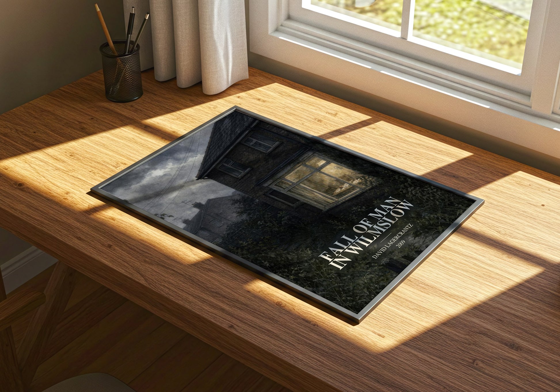 Fall Of Man In Wilmslow watercolour book poster framed on wall – historical fiction wall art