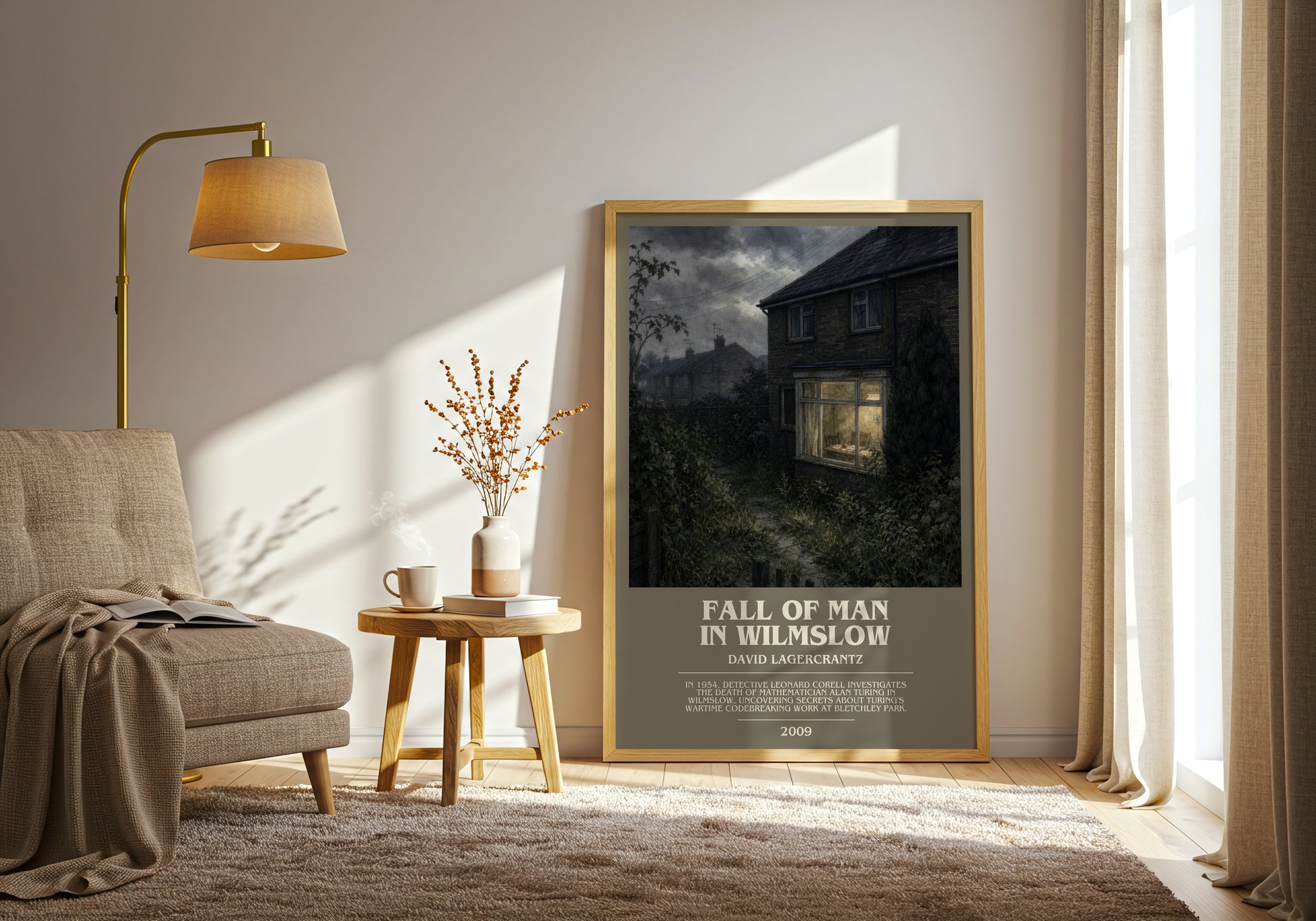Fall Of Man In Wilmslow bookish print on bookshelf – David Lagercrantz fan gift