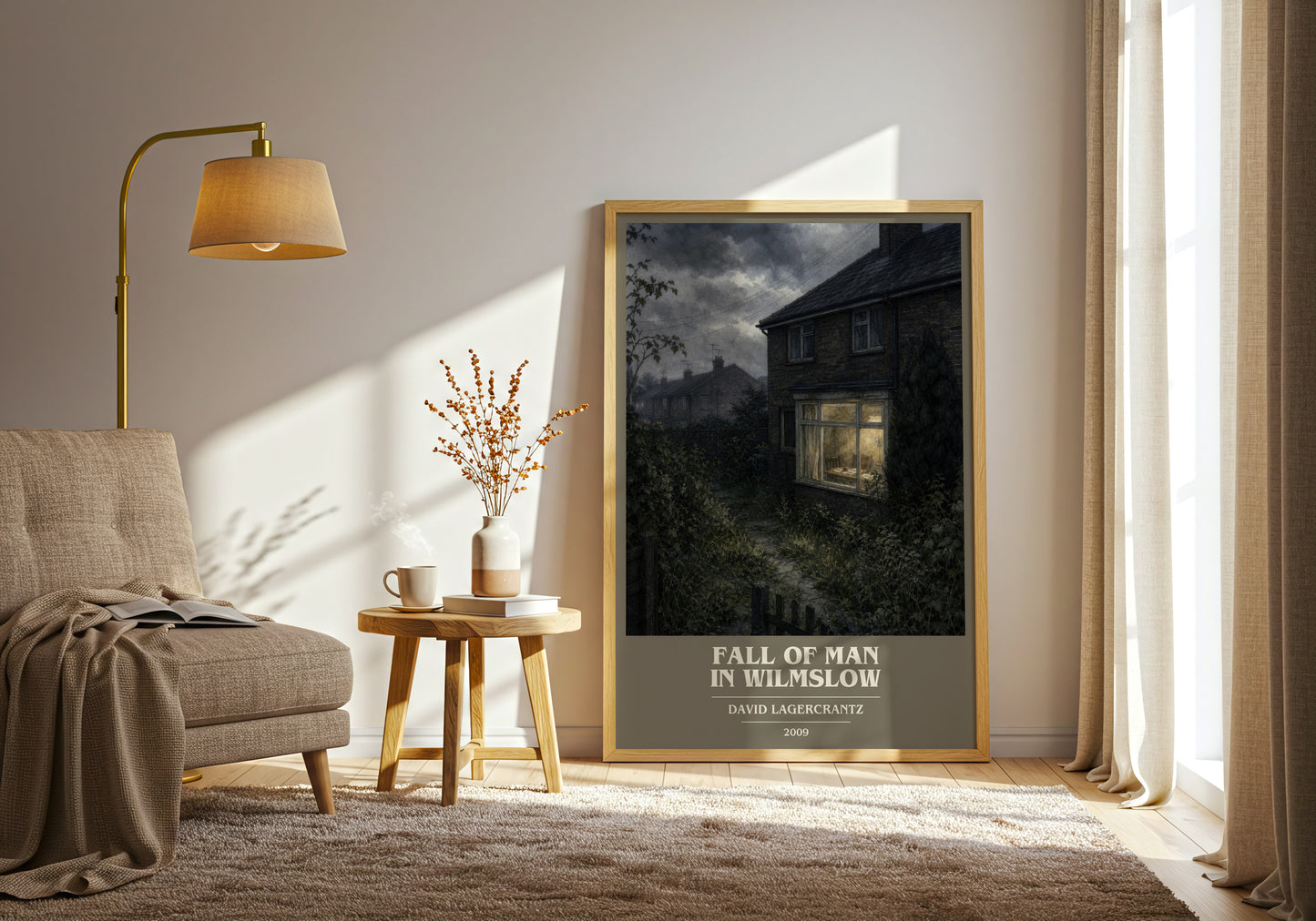 Fall Of Man In Wilmslow book cover print on bookshelf – David Lagercrantz fan gift