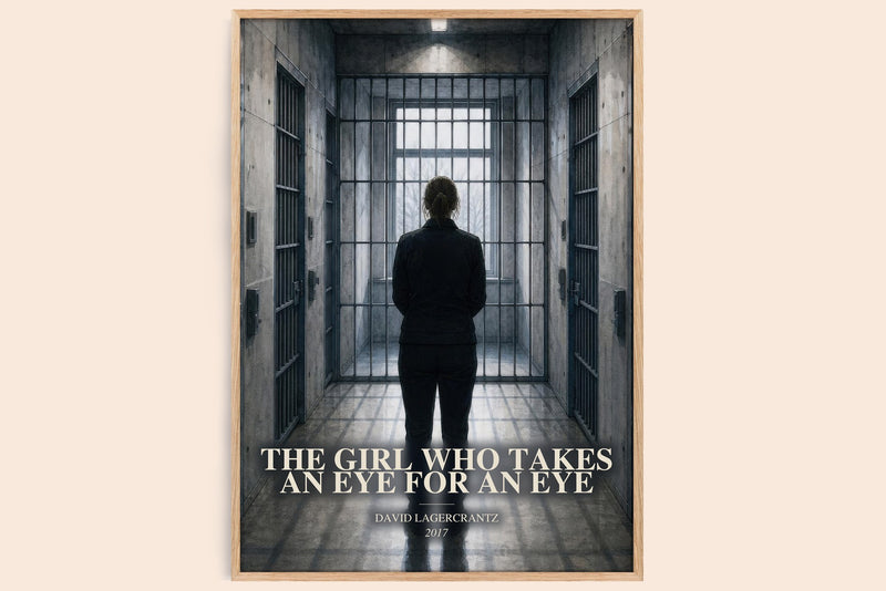 The Girl Who Takes An Eye For An Eye watercolour book poster by David Lagercrantz – framed literary art print