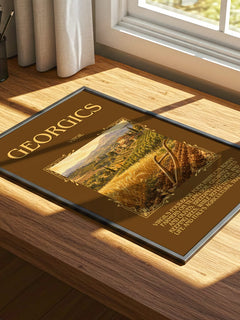 Georgics Minimalist Book Poster by Virgil – print on a sunlit desk