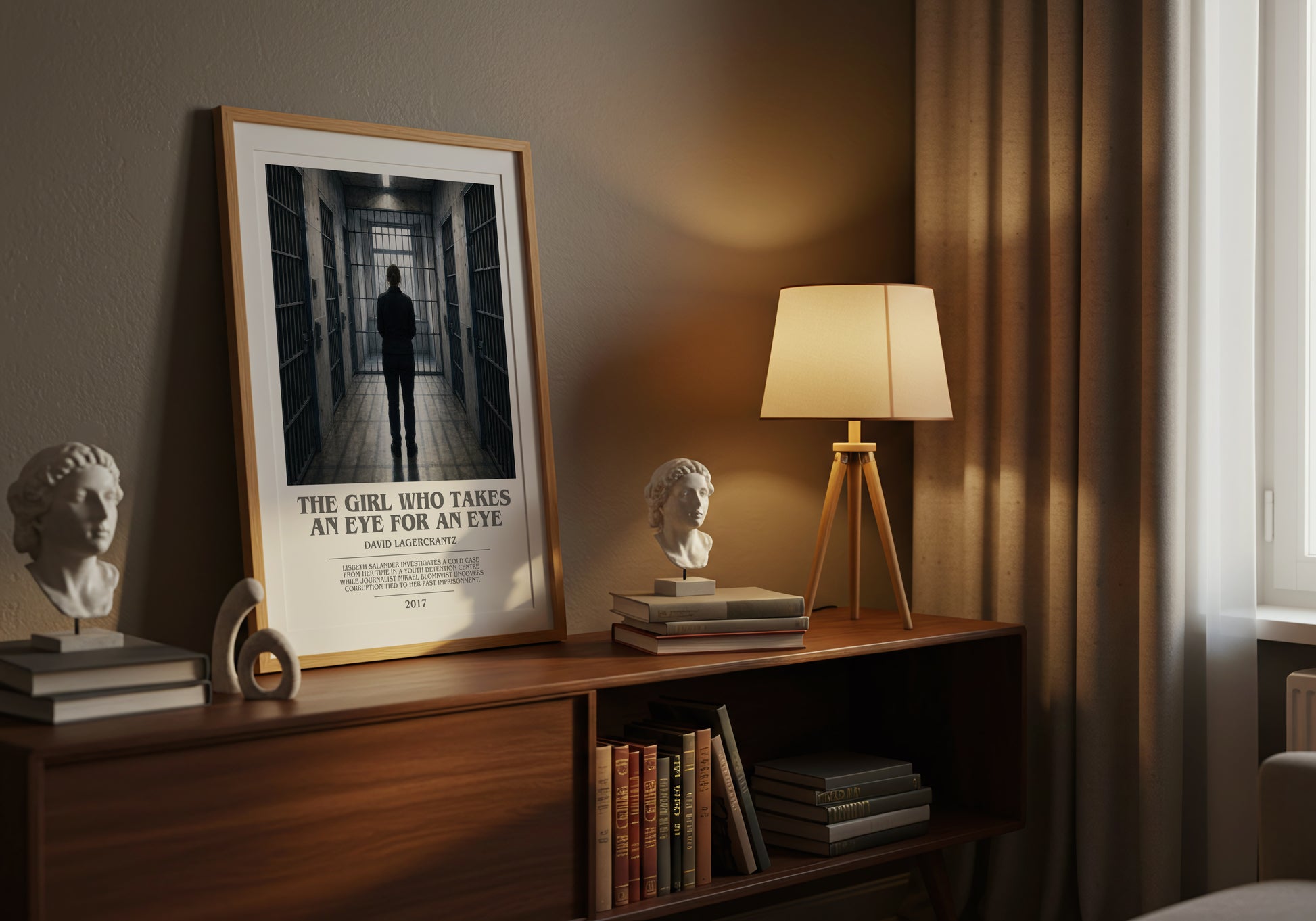 The Girl Who Takes An Eye For An Eye bookish book poster framed on wall – thriller wall art