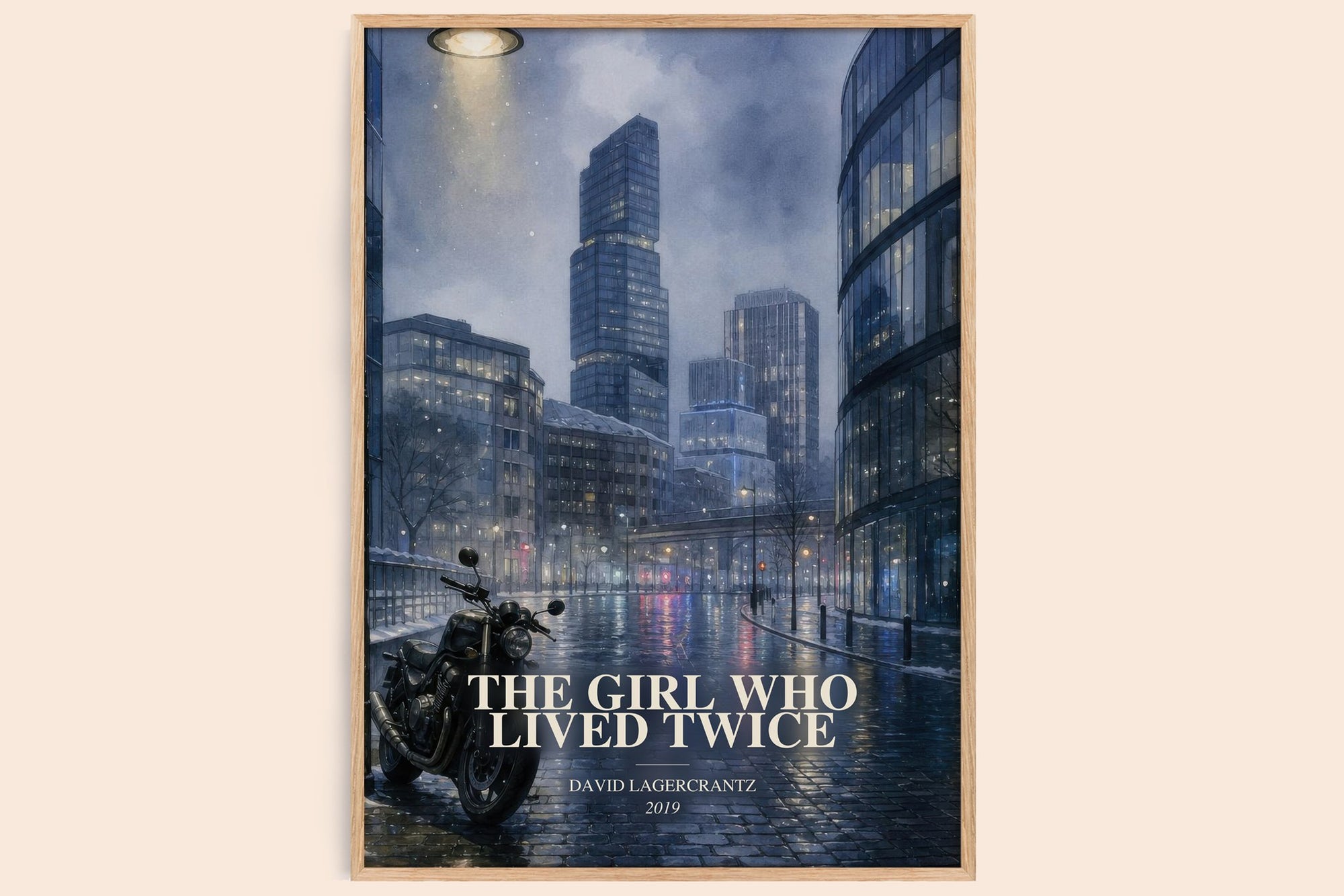 The Girl Who Lived Twice watercolour book poster by David Lagercrantz – framed literary art print