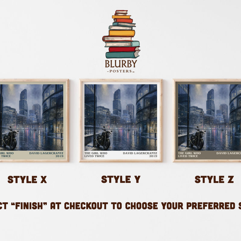 The Girl Who Lived Twice literary print in frame leaning in hallway – thriller wall art