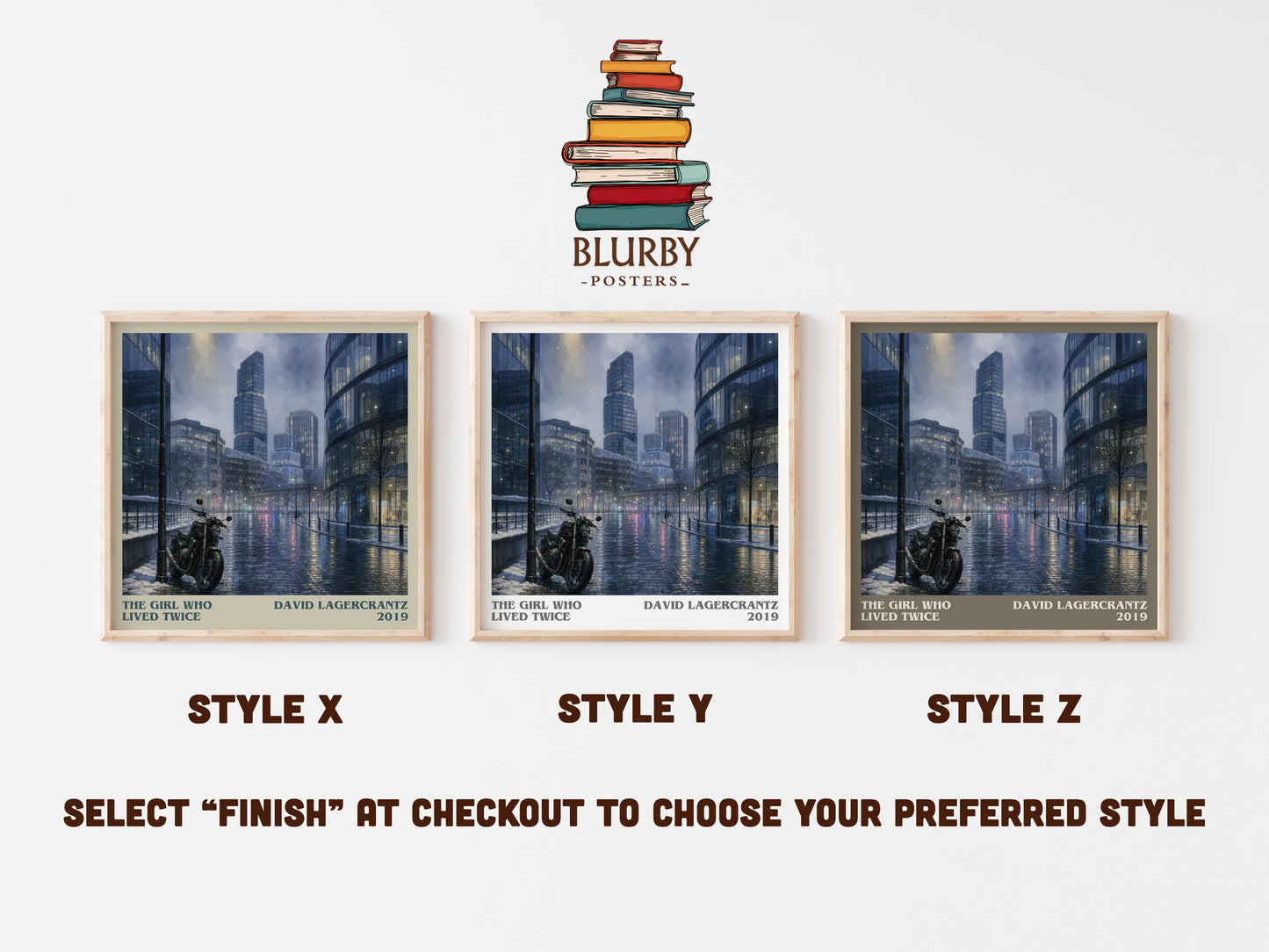 The Girl Who Lived Twice literary print in frame leaning in hallway – thriller wall art