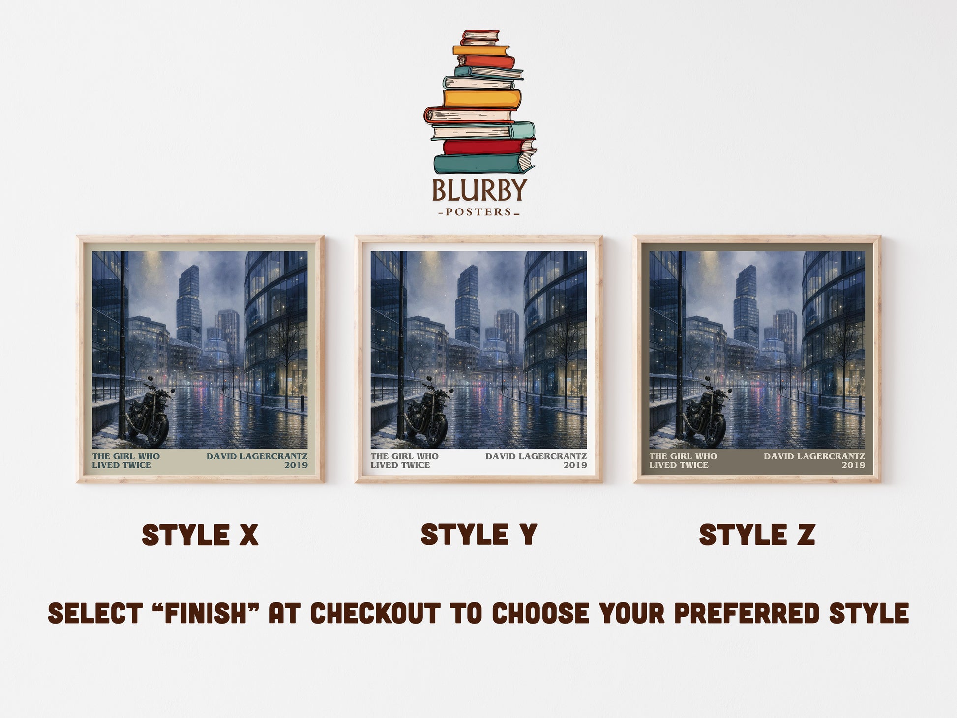 The Girl Who Lived Twice literary print in frame leaning in hallway – thriller wall art