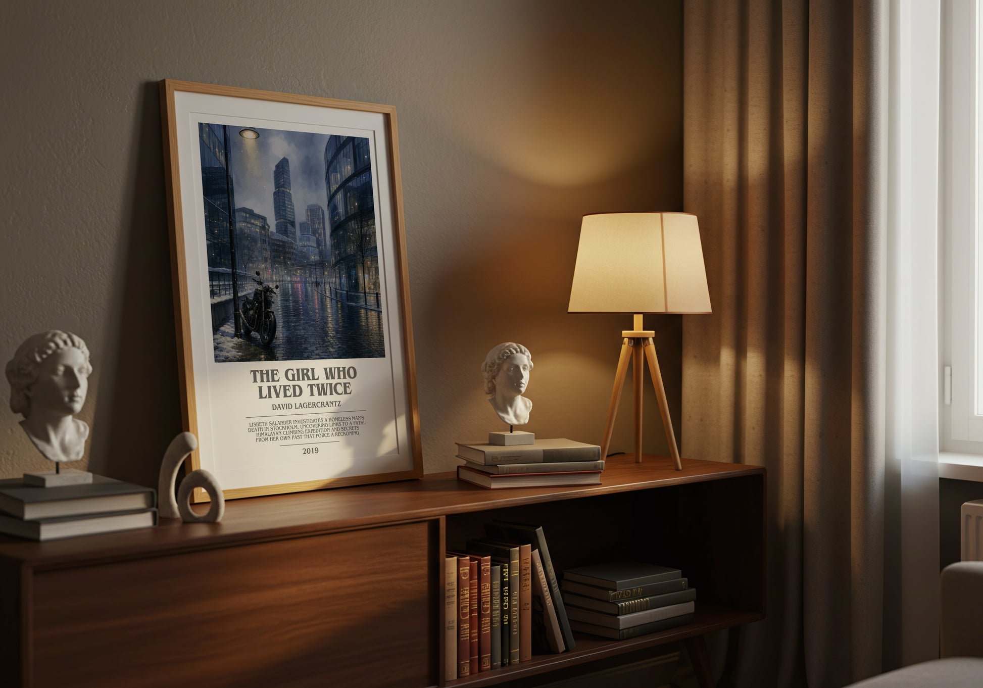 The Girl Who Lived Twice bookish book poster framed on wall – thriller wall art