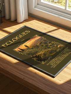 Eclogues Minimalist Book Poster by Virgil – print on a sunlit desk