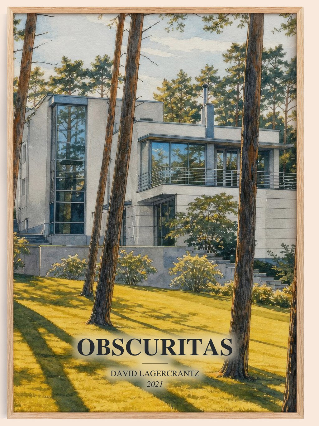 Obscuritas watercolour book poster by David Lagercrantz – framed literary art print
