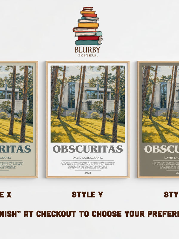 Obscuritas bookish print in frame leaning in hallway – thriller wall art
