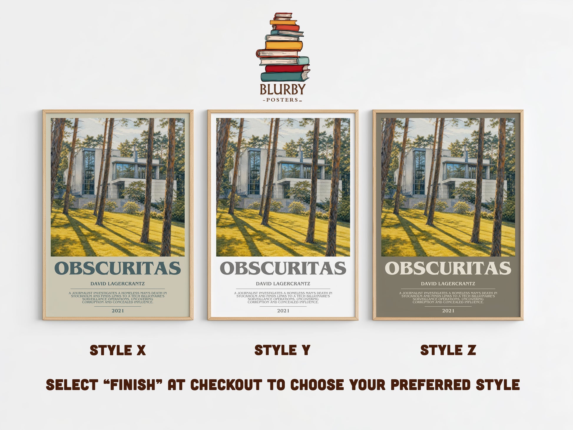 Obscuritas bookish print in frame leaning in hallway – thriller wall art