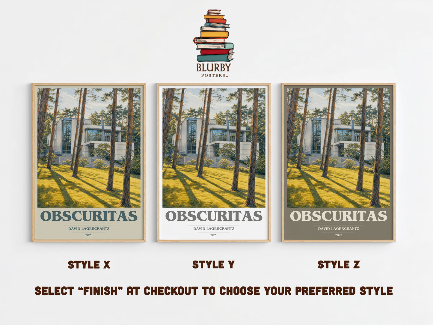 Obscuritas book cover print in frame leaning in hallway – thriller wall art