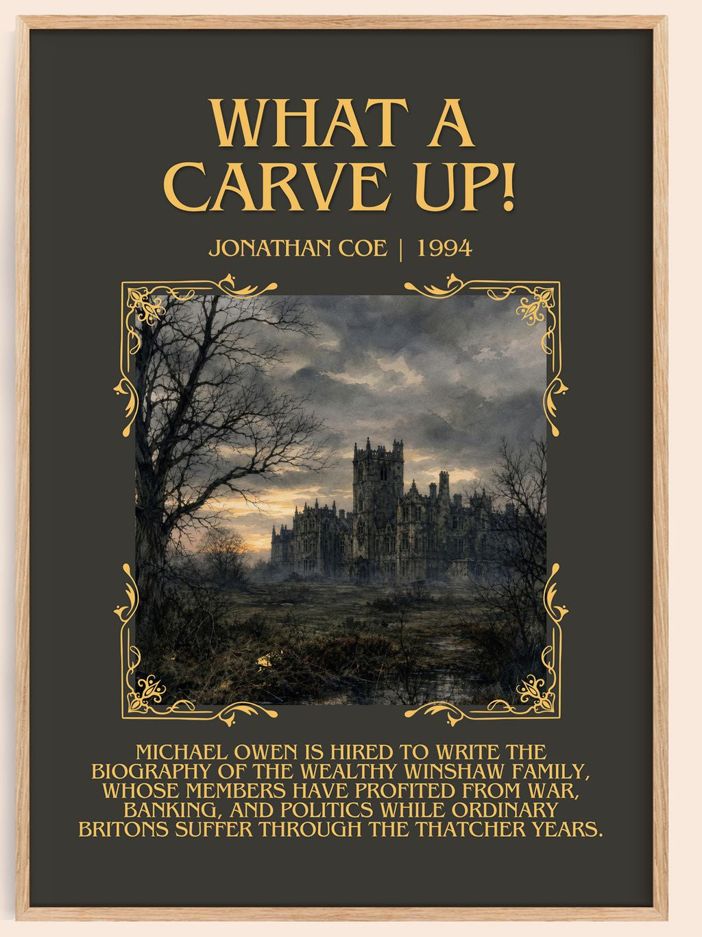 What a Carve Up! Minimalist Book Poster by Jonathan Coe – book poster