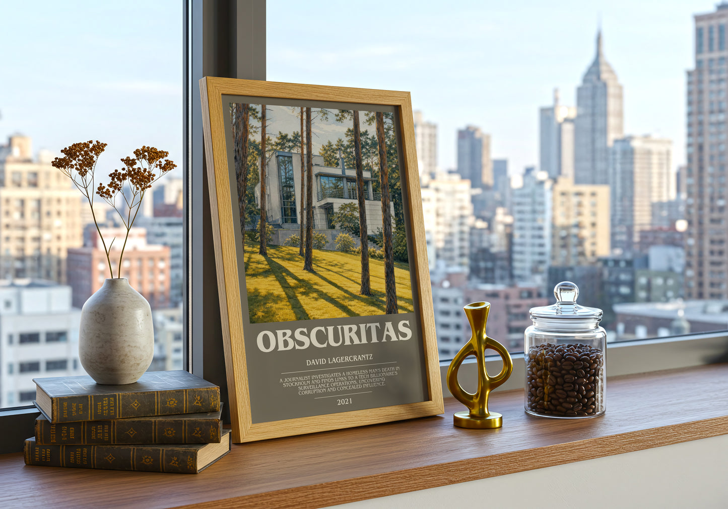 Obscuritas bookish print framed by window – literary home decor