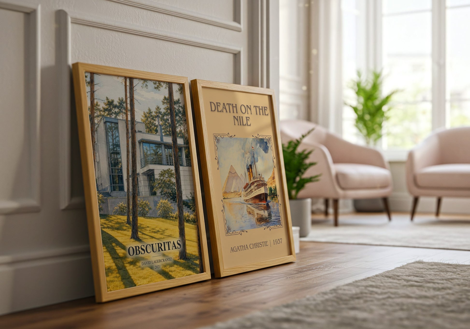 Obscuritas watercolour print framed by window – literary home decor