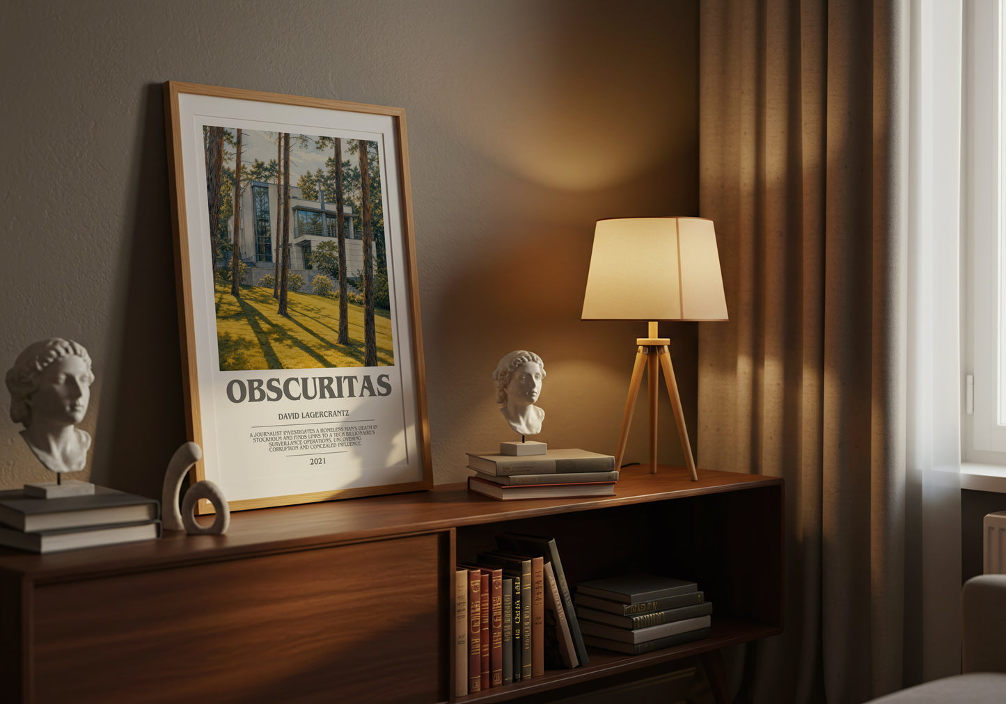 Obscuritas bookish book poster framed on wall – thriller wall art