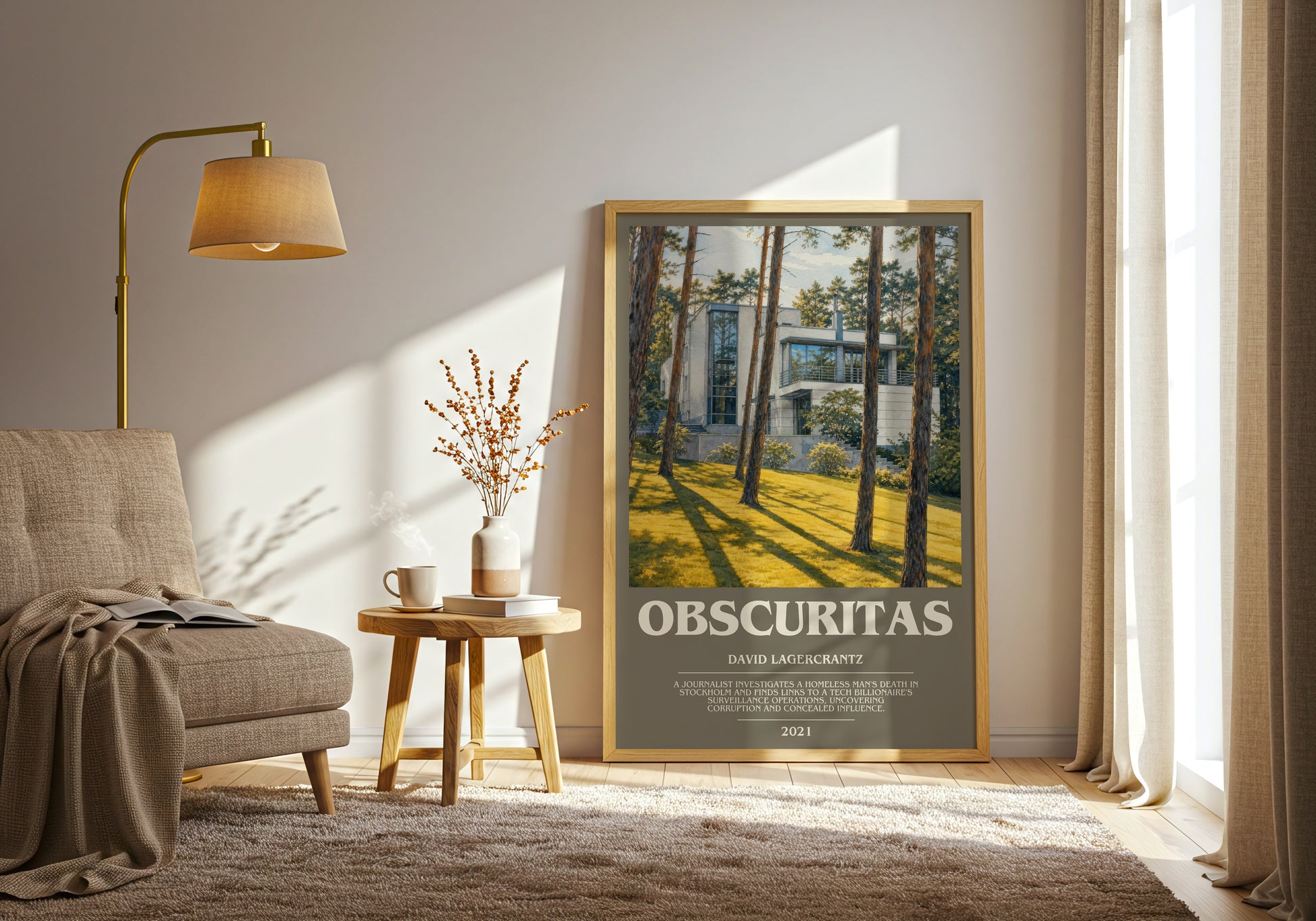 Obscuritas bookish print on bookshelf – David Lagercrantz fan gift