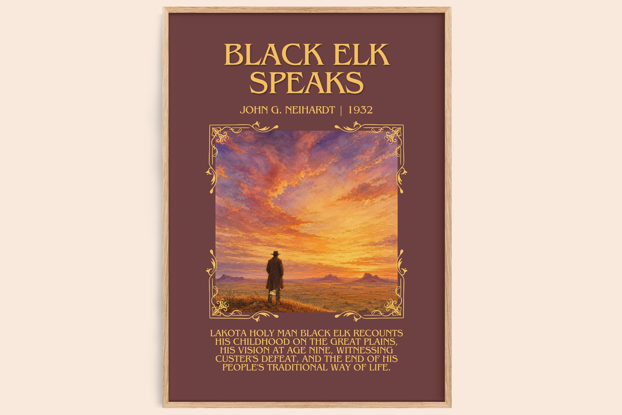 Black Elk Speaks Minimalist Book Poster by John G. Neihardt