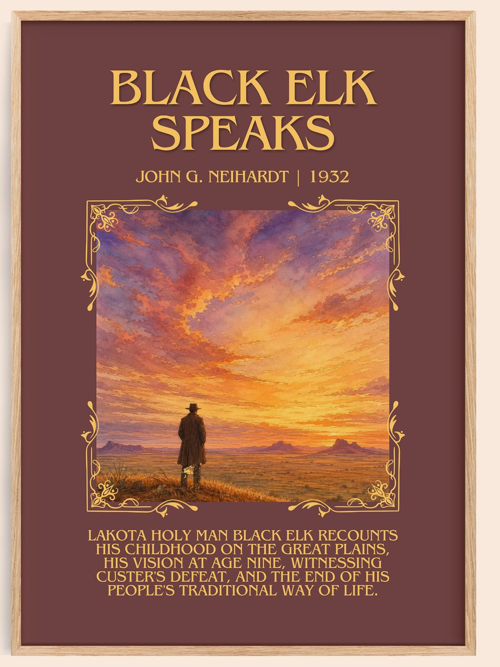 Black Elk Speaks Minimalist Book Poster by John G. Neihardt – book poster