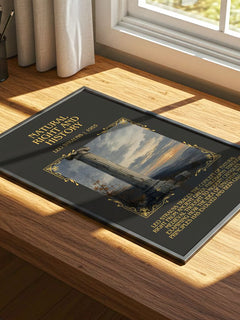 Natural Right and History Minimalist Book Poster by Leo Strauss – print on a sunlit desk