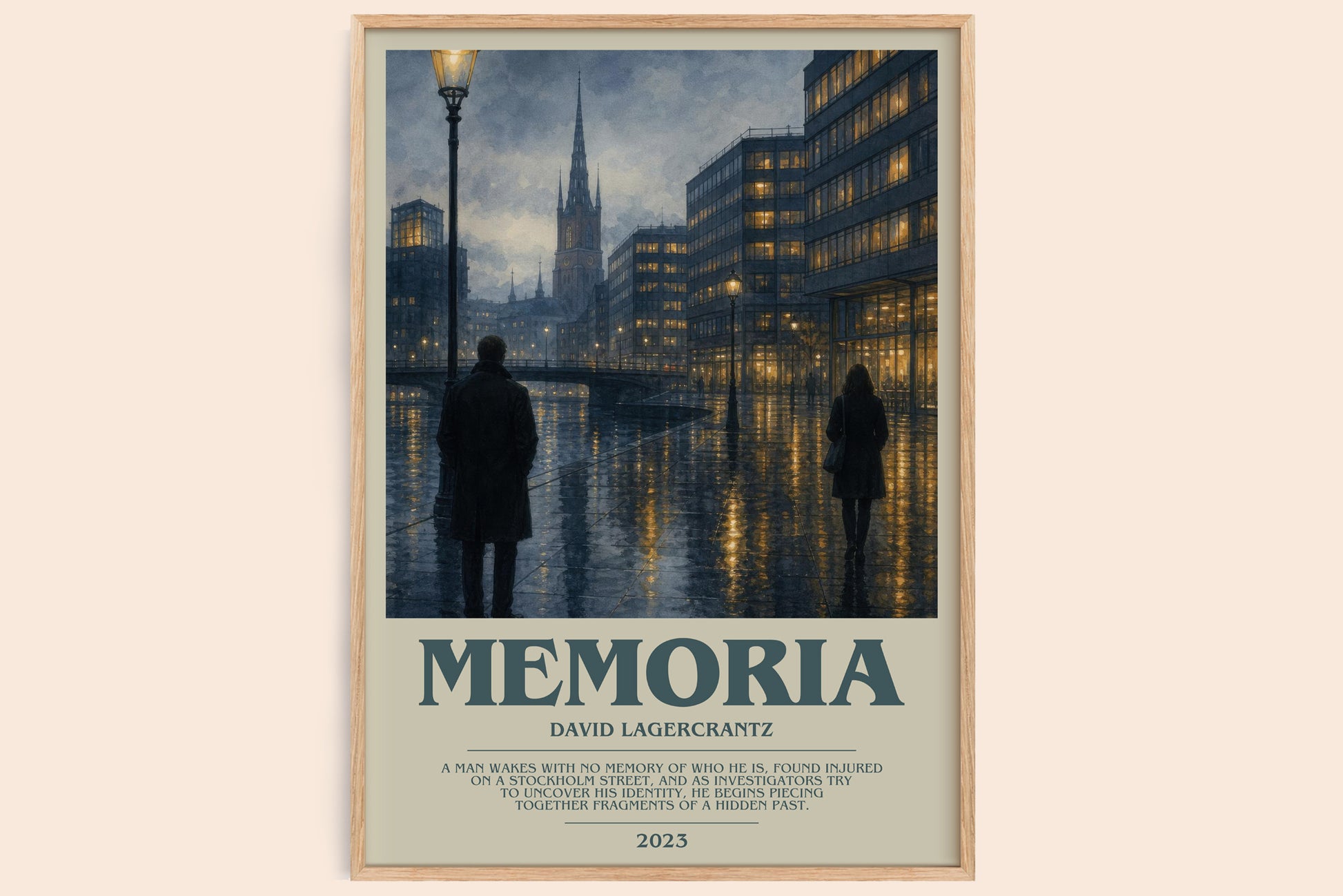 Memoria bookish book poster by David Lagercrantz – framed literary art print