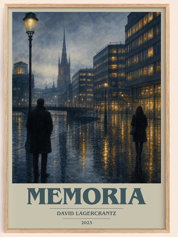 Memoria book cover book poster by David Lagercrantz – framed literary art print