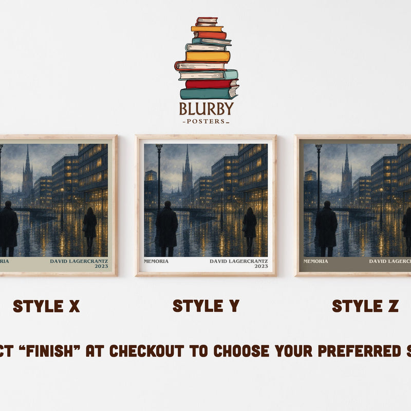Memoria literary print in frame leaning in hallway – thriller wall art