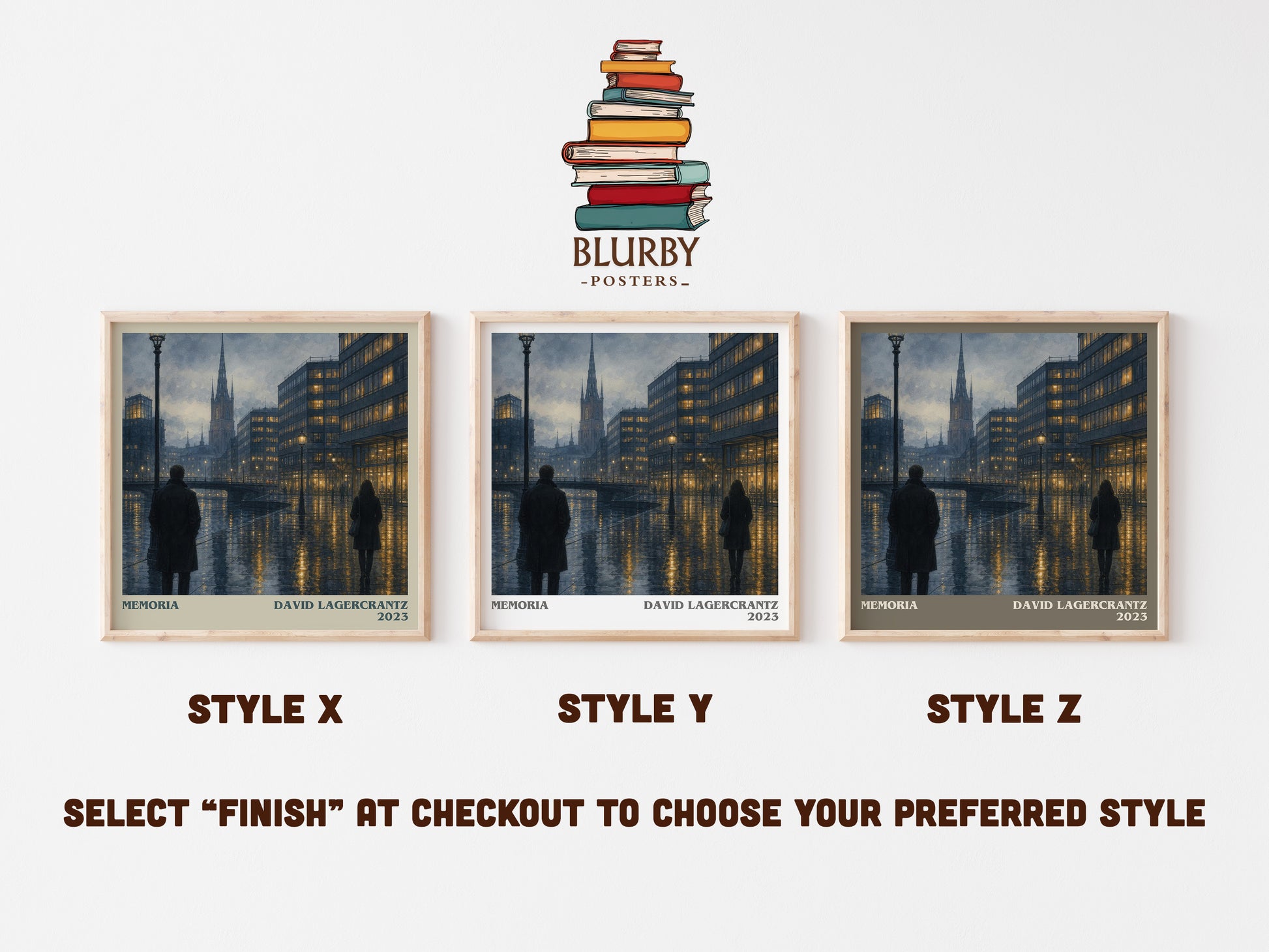 Memoria literary print in frame leaning in hallway – thriller wall art