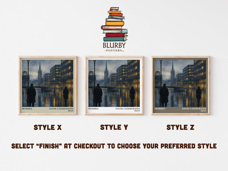 Memoria literary print in frame leaning in hallway – thriller wall art