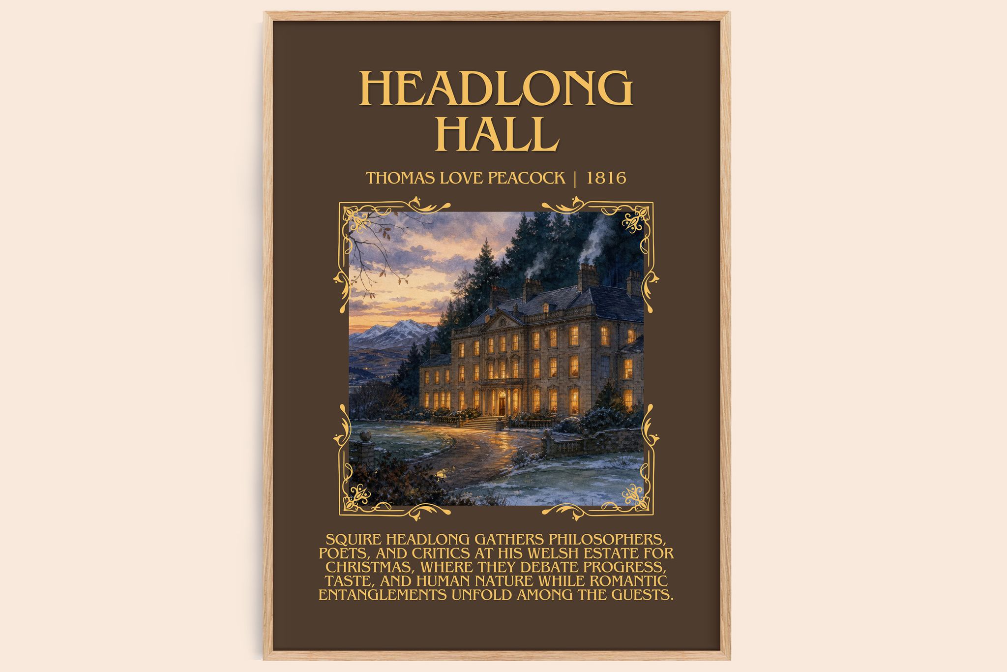 Headlong Hall Minimalist Book Poster by Thomas Love Peacock