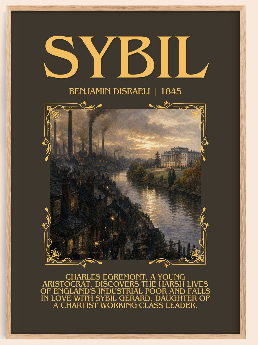 Sybil Minimalist Book Poster by Benjamin Disraeli – book poster