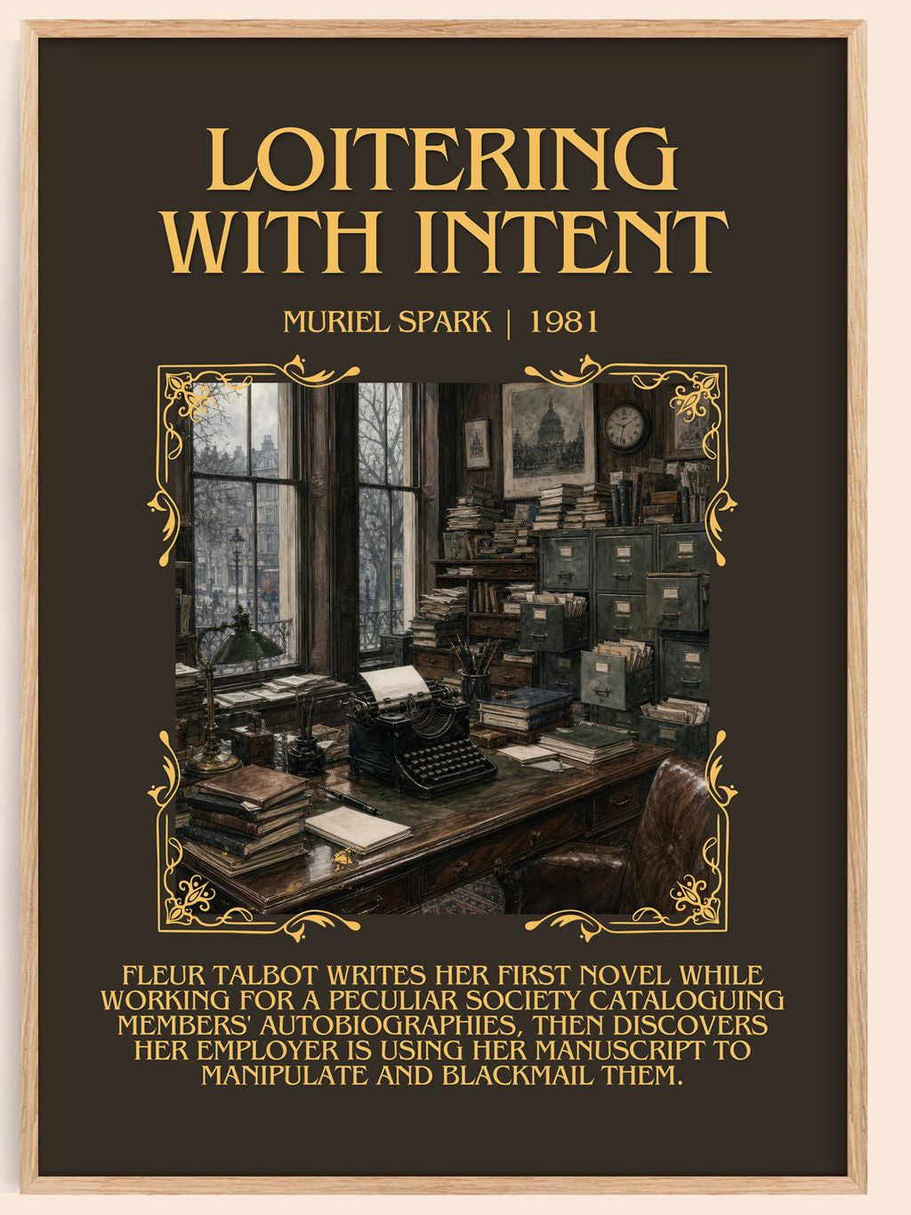 Loitering With Intent Minimalist Book Poster by Muriel Spark – book poster
