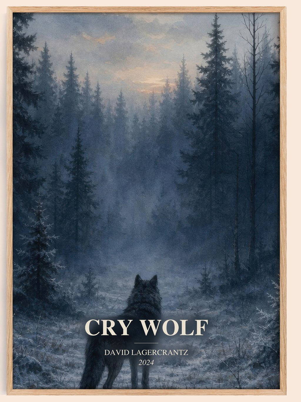 Cry Wolf watercolour book poster by David Lagercrantz – framed literary art print