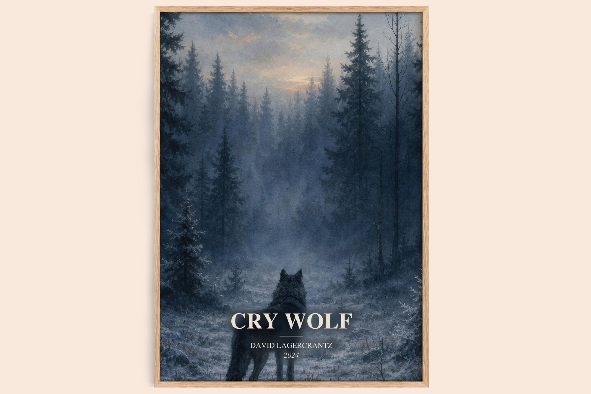 Cry Wolf watercolour book poster by David Lagercrantz – framed literary art print